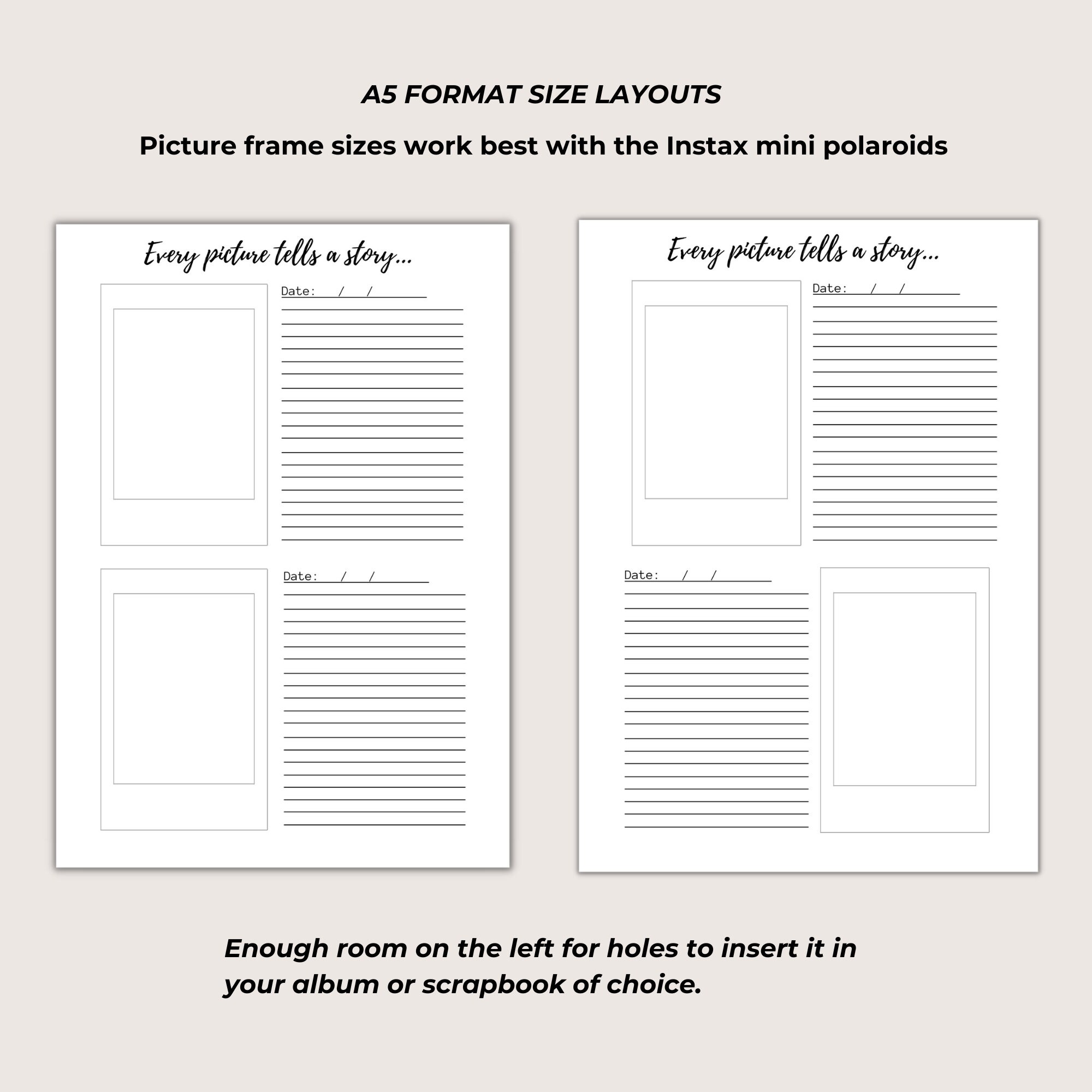 Printable Photo Album Pages, Polaroid Photo Album, Photo Diary ...
