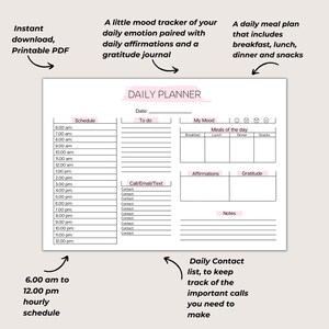 Horizontal Daily Planner Printable, Pastel Colours, Printable PDF ...