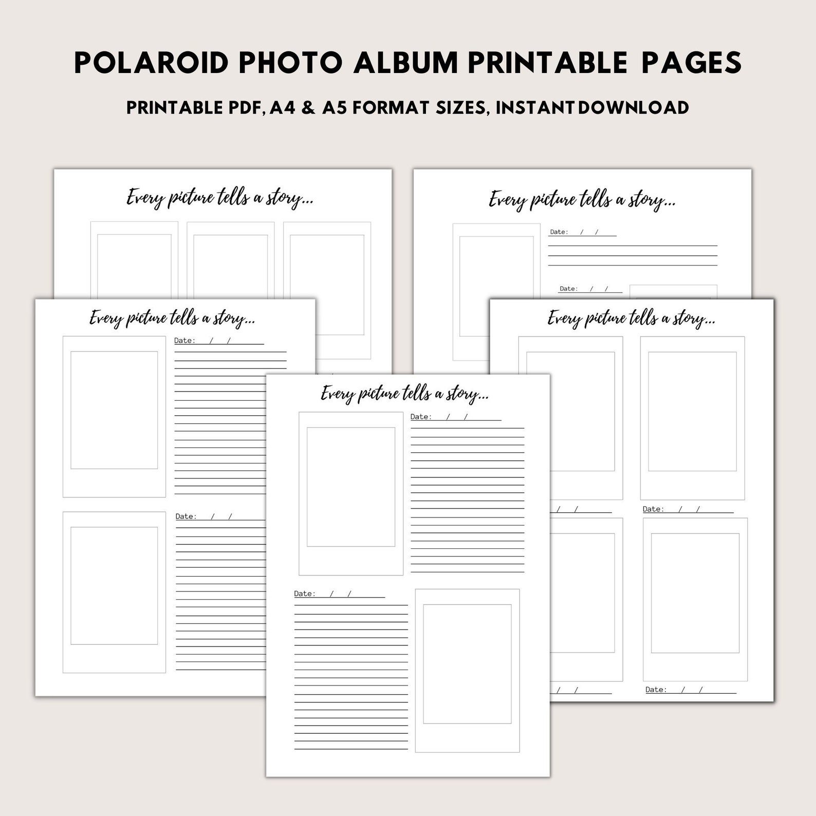 Printable Photo Album Pages Polaroid Photo Album Photo - Etsy