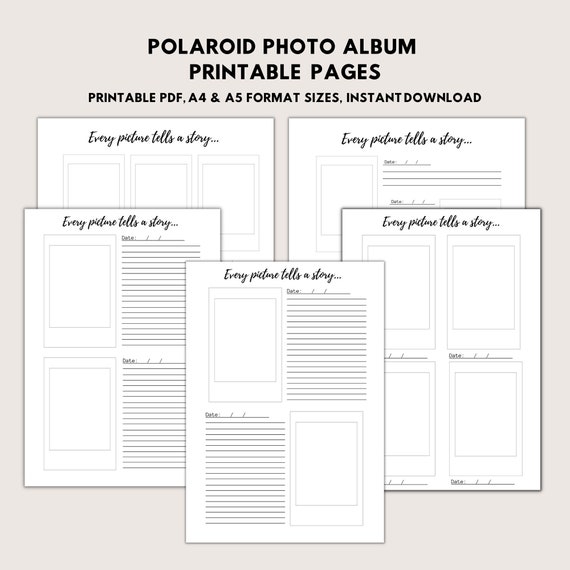 Printable Photo Album Pages, Polaroid Photo Album, Photo Diary, Scrapbook  Pages, Scrapbooking Bundle, Photo Album Digital Pages 
