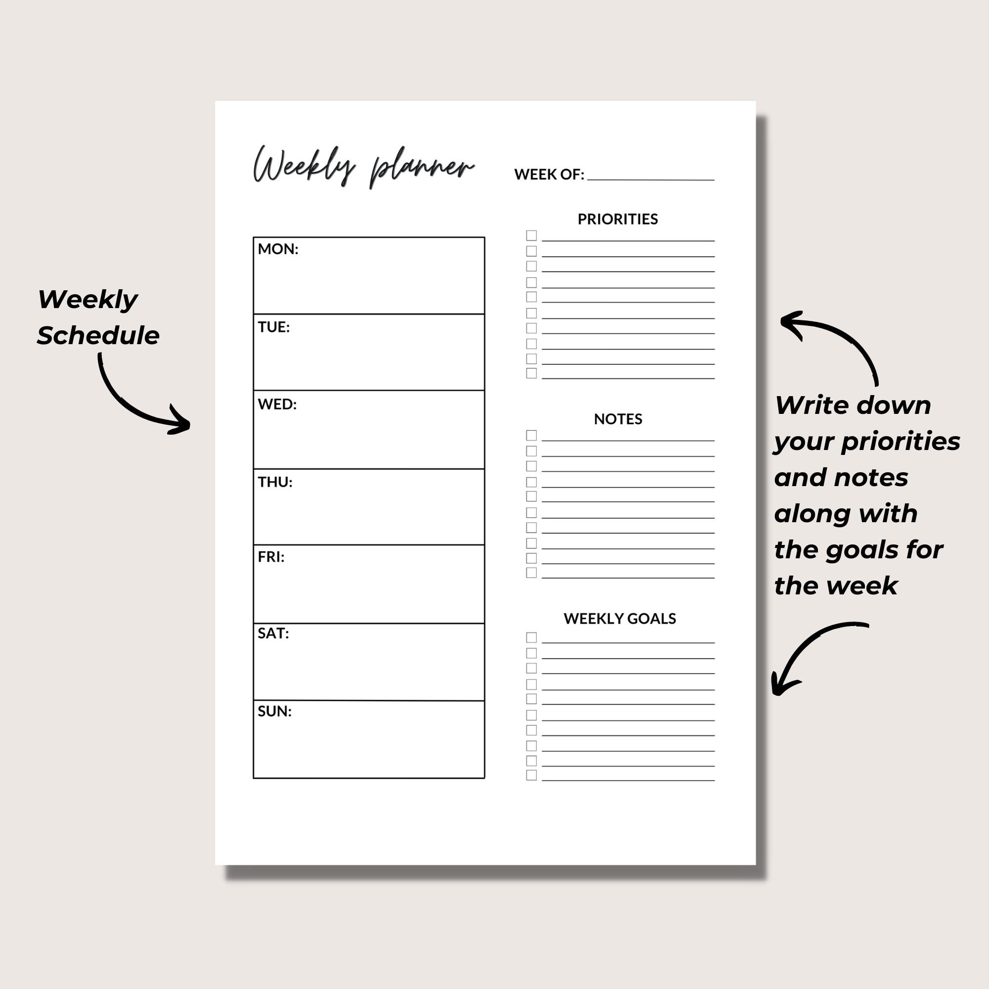 Monthly weekly daily printable planner simple and easy etsy