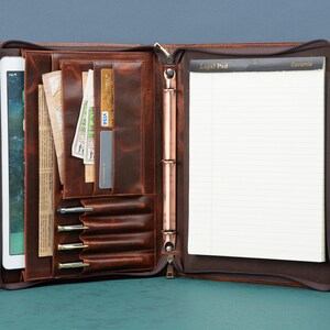 Business Portfolio Binder 3 Rings, Handmade Padfolio Folder with Clipboard, Professional Portfolio Folder for Tablets
