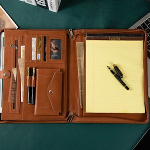 Personalisiertes Portfolio für Männer / Frauen, Padfolio mit Tablet-Halter, Leder-Padfolio-Ordner, Organizer, iPad Portfolio