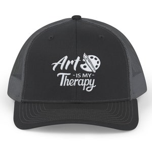 Art is My Therapy Embroidered Trucker Cap | Stylish Hat for Artists | Creative Gift Idea