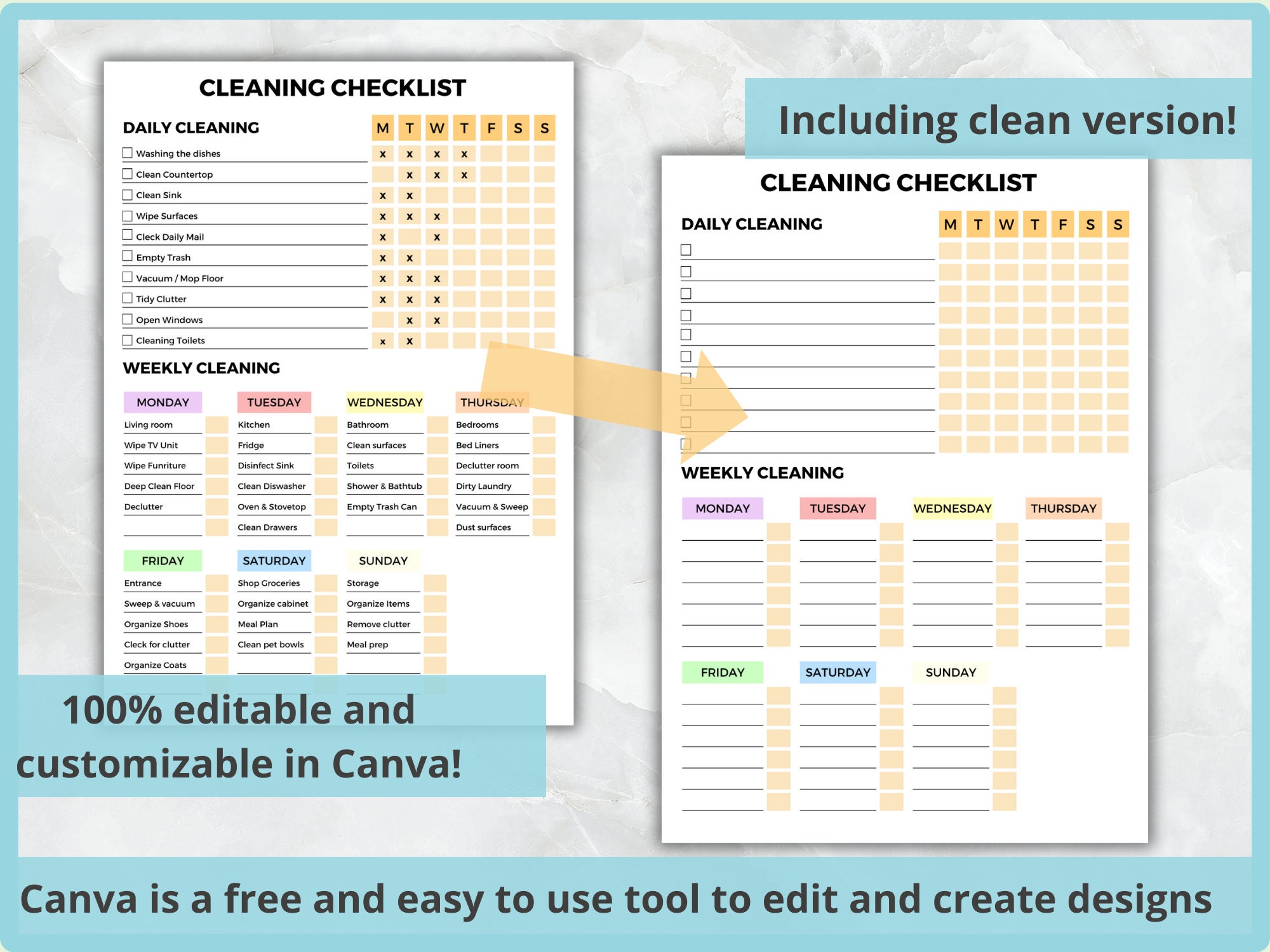 Printable Cleaning Checklist ADHD Cleaning Checklist Etsy