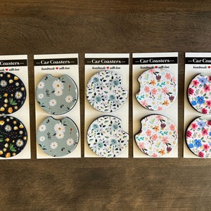Cup Holder Inserts, Floral Car Coasters, Custom Absorbent Car Coasters, Car Cup Coasters Set of 2, Boho Car Coasters, Cute Roommate Gifts