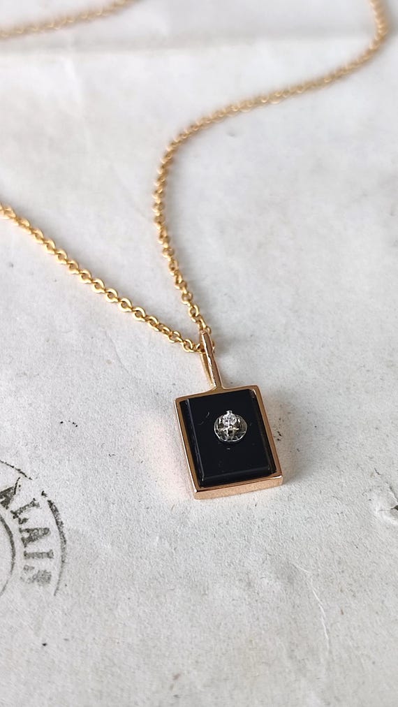 Pendentif ancien en or jaune et or blanc 18k Art … - image 10