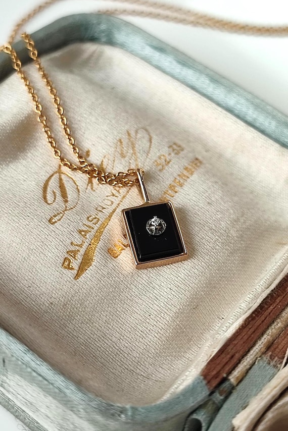 Pendentif ancien en or jaune et or blanc 18k Art … - image 1