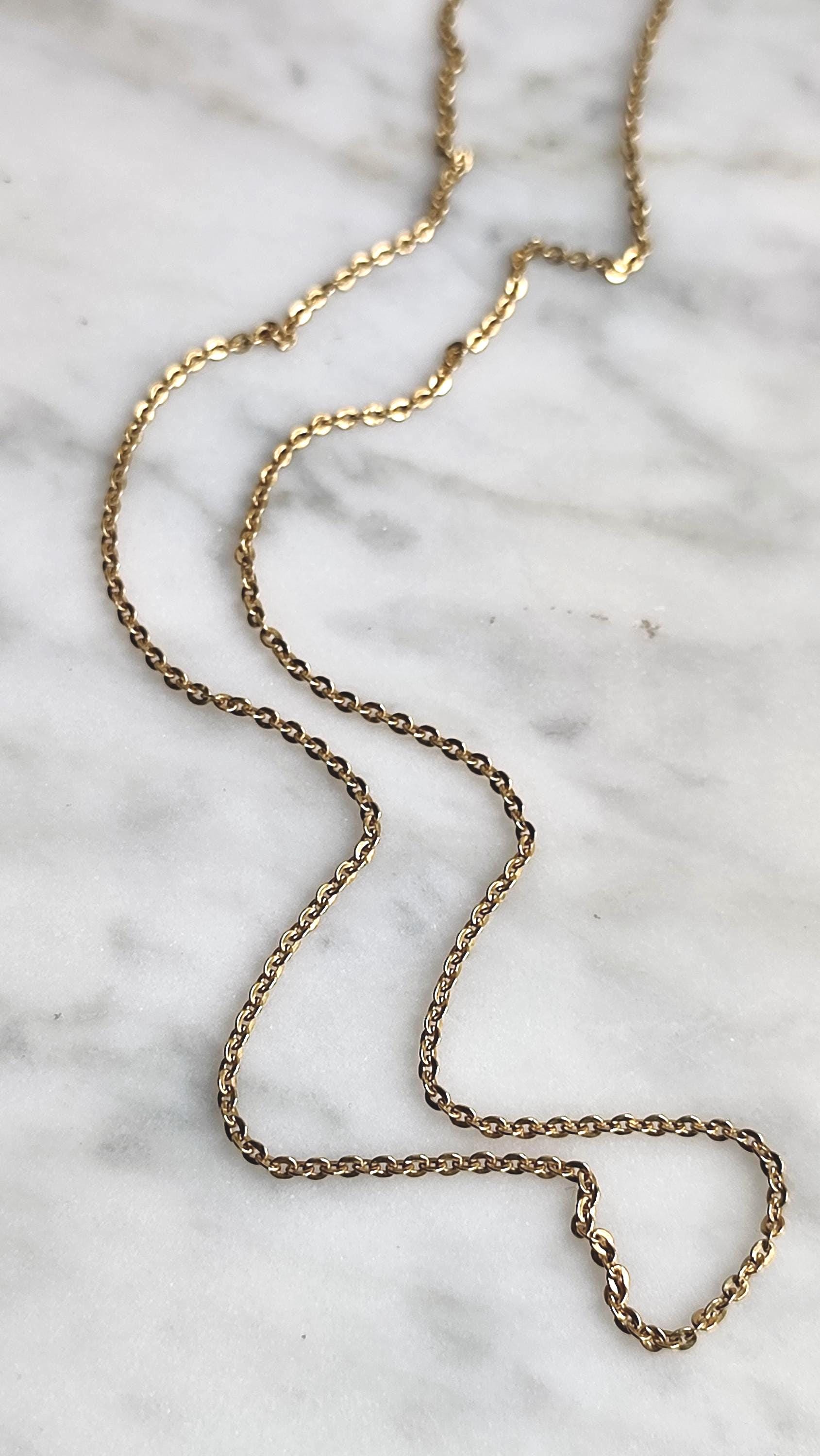 Collier Vintage En Or 14 Carats - Maillons Finement Travaillés - Longueur 46 Cm - Occasion