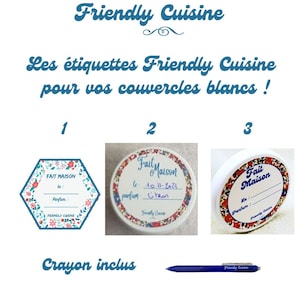 Reusable adhesive labels Set of 15 - provided for Lids Yogurt pot type La Laitière de Diam 56mm - Erasable pencil included