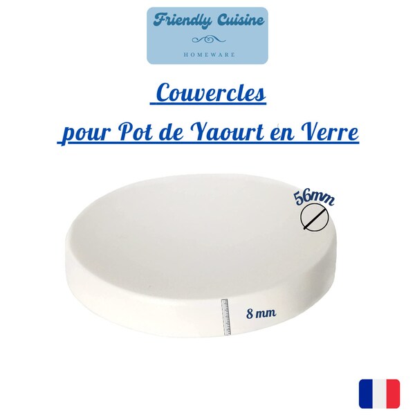 Lot de 6 Couvercles pvc blancs hermetiques pour pot de yaourt en verre