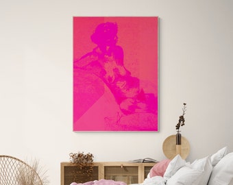 Female Nude Art Print "Reclining in Deepest Pink" | Abstract Female | Contemporary | Art on Paper | Art on Canvas | Giclée