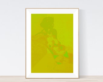 Female Nude Art Print "Reclining in Lime" | Abstract Female | Contemporary | Art on Paper | Art on Canvas | Giclée