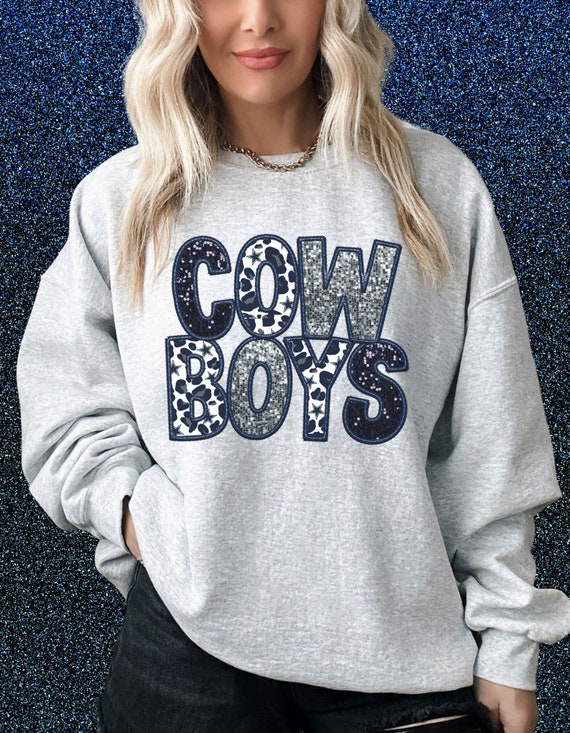 Cowboys Football Sweatshirt Cowboys Sweatshirt Dallas Cowboys Sweatshirt Faux Glitter Cowboys Sweatshirt SUBLIMATION NOT EMBROIDERED Etsy
