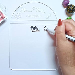 Custom Acrylic Game Night Scoreboard Personalized Engraved Family Name Score Keeper Board - Game Nights