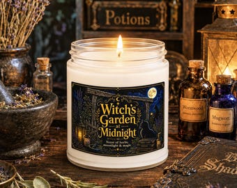 Witch Candle, Halloween Scented Candle, Witch’s Garden at Midnight, Spooky Home Decor, Gothic Fall Soy Candle, Witchy Gift