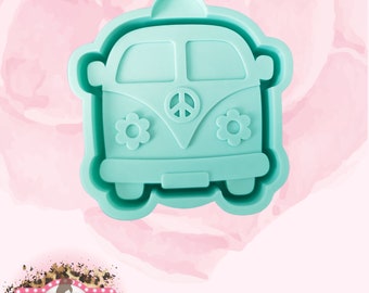 Hippie Groovy Van with Daisy Peace Sign SILICONE Freshie Mold