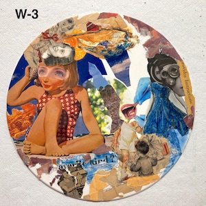 Welcome to Airstrip One W3, Original collage artwork, retro collage, DaDA wall art, Kurt Schwitters inspired, vintage, xerox and other paper