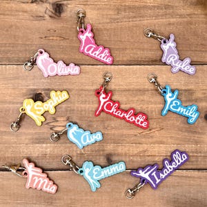 Dancer Silhouette Keychains | Customizable Zipper Pulls | Colorful Name Tags | Smooth Surface Accessories | Multicolor Wearables