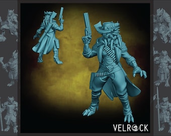 Female Dragonfolk Gunslinger | Rogue Miniature | Velrock Art | Company of Dragons | DnD | Pathfinder | RPGs