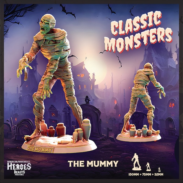 Mummy | Undead Miniature | Heroes & Beasts | Classic Movie Monsters | DnD | RPGs