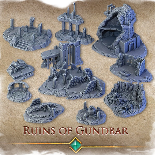Ruines de Gundbar | Terrain nain | Jeux déchaînés | Accessoire de table | TTRPG