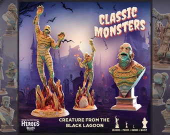 Creature from the Black Lagoon | Monster Miniature | Heroes & Beasts | Classic Movie Monsters | 3D Resin Print