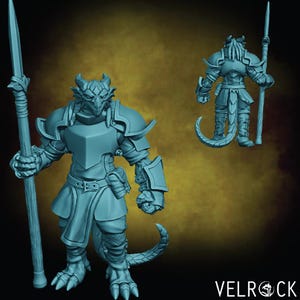 Dragonborn Spear Guard Miniature | 3D Resin Print } Velrock Art