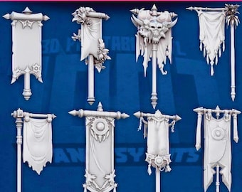 Banners / Decoraciones dispersas / Minipiezas STL / Impresión en resina 3D