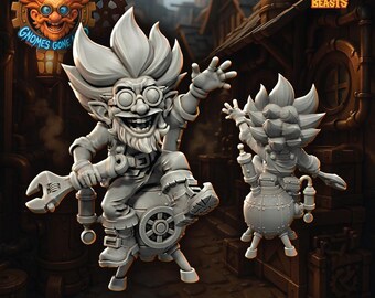 Jaxel Fizzbolt | Gnome Tinkerer Miniature | Heroes & Beasts | Sparkcrank Smiths | 3D Resin Print