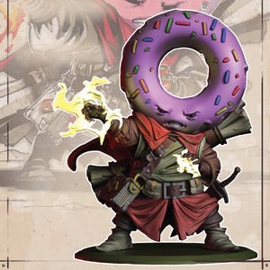 Donut Battle Mage | Soldado Doce | Food Fight | Quirky Unlimited | Impressão de Resina 3D