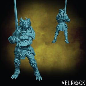 Female Dragonfolk Warrior | Dragonkin Miniature | Velrock Art | Company of Dragons | 3D Resin Print