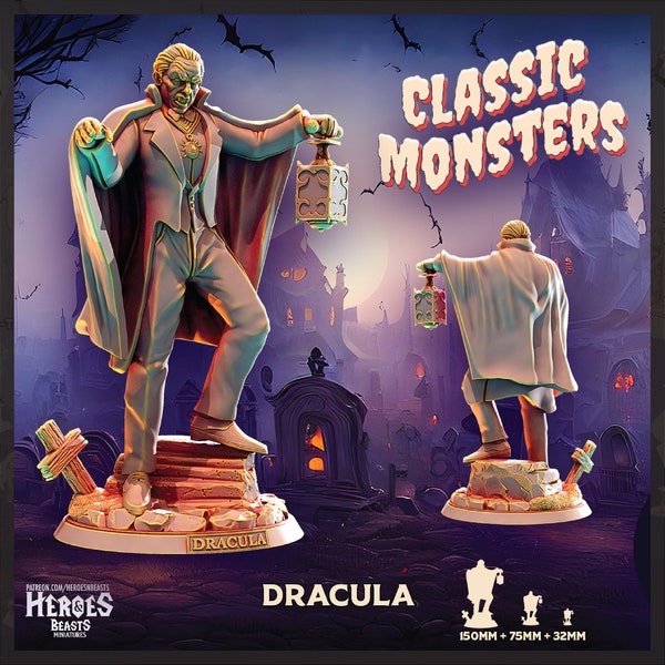 Dracula | Vampire Miniature | Heroes & Beasts | Classic Movie Monsters | DnD | RPGs