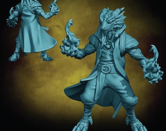 Male Dragonfolk Magus | Dragonkin Miniature | Velrock Art | Company of Dragons | 3D Resin Print