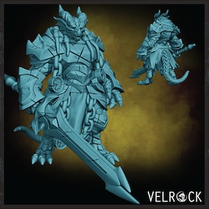 Dragonborn Paladin | Armored Miniature | Velrock Art | Company of Dragons 2 | 3D Resin Print