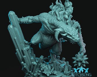 Infernis | Burning Reptilian Miniature | Witchsong Miniatures | 3D Resin Print