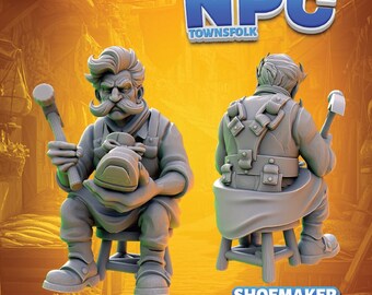 Shoemaker | Townsfolk Miniature | Heroes & Beasts | NPC Townsfolk 2 | 3D Resin Print