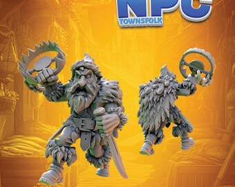 Hunter Trapper | Townsfolk Miniature | Heroes & Beasts | NPC Townsfolk 2 | 3D Resin Print