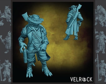 Male Dragonfolk Gunslinger | Rogue Miniature | Velrock Art | Company of Dragons | DnD | Pathfinder | RPGs