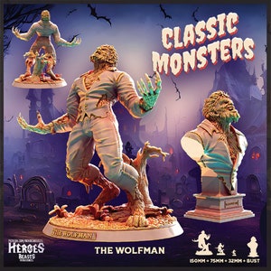 Wolfman | Werewolf Miniature | Heroes & Beasts | Classic Movie Monsters | 3D Resin Print