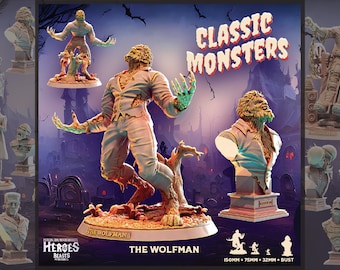 Wolfman | Werewolf Miniature | Heroes & Beasts | Classic Movie Monsters | 3D Resin Print
