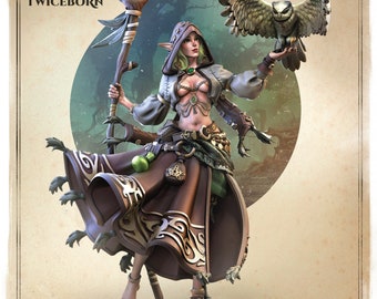 Naranye Twiceborn | Elf Druid Miniature | Great Grimoire | Wicked Hills | 3D Resin Print