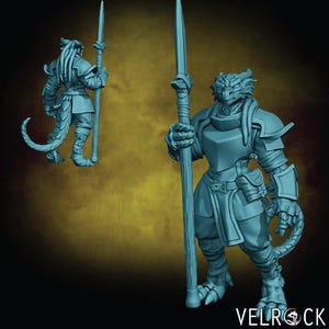 Dragonborn Spear Guard Miniature | 3D Resin Print | Velrock Art