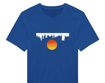 Skyline Klassiek Unisex Heren T-shirt met ronde hals