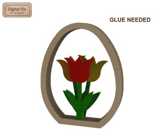 Huevo Tulipán Corte Láser Decoración de Pascua / dxf svg dwg png