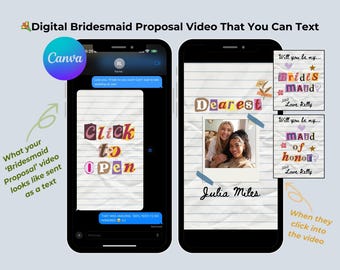 Scrapbook Letters Bridesmaid Proposal Video Editable Canva Template Journal Notebook Style Maid of Honor Ask Text Email Social Media MP4