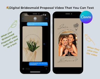 Flower Bouquet Bridesmaid Proposal Video Beige White Editable Canva Template Elegant Floral Maid of Honor Ask Text Email Social Media MP4