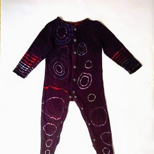 18 - 24 months • *pre-loved* • &quot;On the Right Track&quot; • unique hand-dyed tie dye unisex babygro / sleepsuit / onesie
