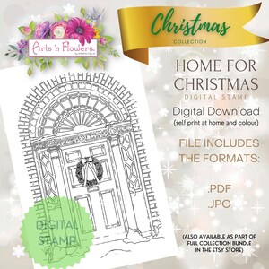 Home For Christmas, Tür, Weihnachten,.pdf, .jpg digitaler Stempel, printable, Wandkunst, Poster, Kunst, download, sharon callis,