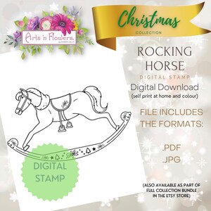 Schaukelpferd, Steckenpferd, Weihnachten, .pdf, .jpg digitaler Stempel, printable, Wandkunst, Poster, Kunst, download, Sharon Callis,